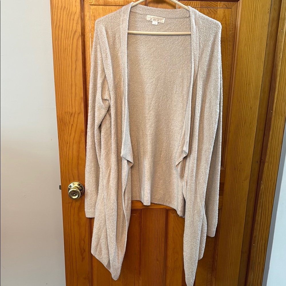 #71 - Barefoot Dreams Cream Cardigan with Soft Knit Waterfall Drape